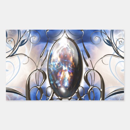  fancy  blauw glas designer kunst rechthoekige sticker (Voorkant)