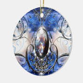 fancy blauw glasontwerperkunst keramisch ornament (Links)