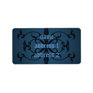 Fancy blauw Gotisch adres of boeklabels Etiket