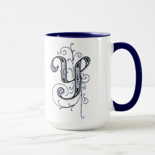 Fancy blauw monogram "Y" - Mok