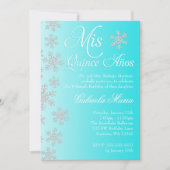 Fancy Blauwgroen Snowflake Winter Wonderland Quinc Kaart (Voorkant)