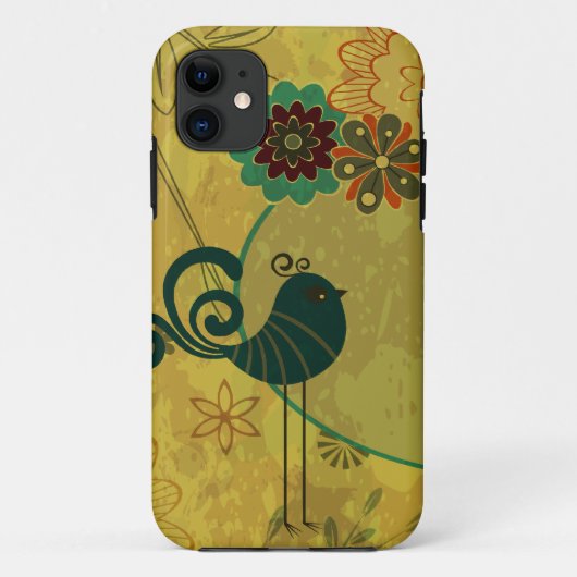 fancy blauwgroen vogel en moderne griepvector Case-Mate iPhone case (Achterkant)