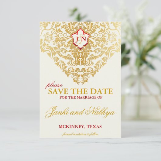 Fancy Bloeit Golden Wedding Save the Dates Save The Date (Staand voorkant)