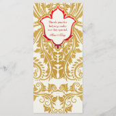 Fancy Bloeit Gouden Indisch Arabisch Bruiloft Menu (Achterkant)