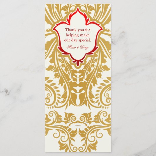 Fancy Bloeit Gouden Indisch Arabisch Bruiloft Menu (Achterkant)