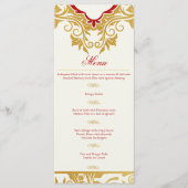 Fancy Bloeit Gouden Indisch Arabisch Bruiloft Menu (Voorkant)