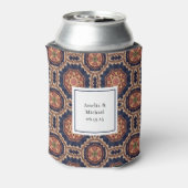 Fancy bloem- en stervormen Patroon bruiloft Blikjeskoeler (Blikje Achterkant)