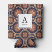 Fancy bloem- en stervormen Patroon Monogram Blikjeskoeler (Voorkant)