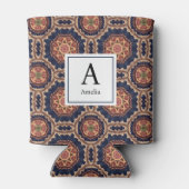 Fancy bloem- en stervormen Patroon Monogram Blikjeskoeler (Achterkant)