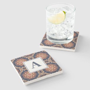 Fancy bloem- en stervormen Patroon Monogram Stenen Onderzetter
