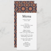 Fancy bloem- en stervormen Patroon Wedding Menu Kaart (Voorkant / Achterkant)