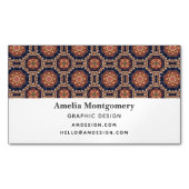 Fancy bloem- en stervormpatroon magnetisch visitekaartje (Voorkant)