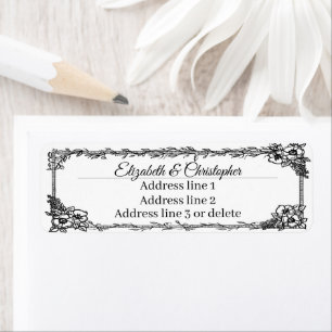 Fancy Bloem Kader Aangepaste Naam Retouradres Etiket