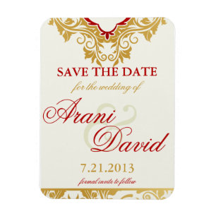 Fancy Bloemen Golden Save the Date Magnets Magneet