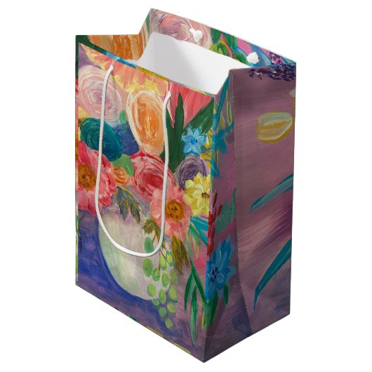 Fancy Bloemen medium geschenktas Medium Cadeauzakje (Voorkant Gekanteld)