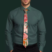 Fancy Bloemen Roze & Oranje Stropdas