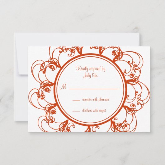 Fancy bloemen RSVP (sinaasappel) (Voorkant)
