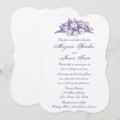 Fancy  Bloemen Weddenschap Paars Kaart (Voorkant / Achterkant)