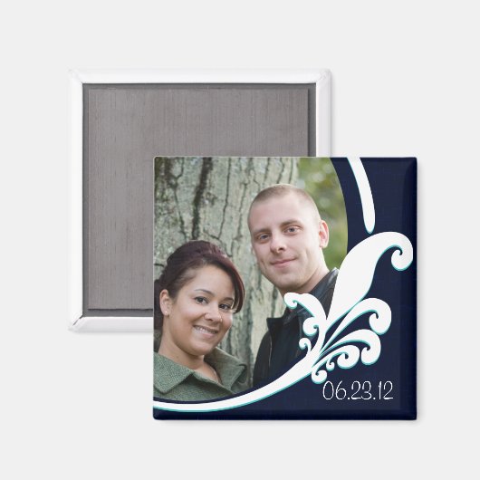 Fancy Bloemenmarine Witte Gepersonaliseerd magneet (Voorkant / Achterkant)