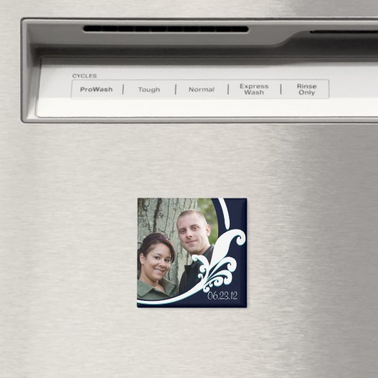 Fancy Bloemenmarine Witte Gepersonaliseerd magneet (Insitu (Vaatwasser))