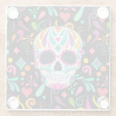 Fancy bloemige suikerschedel glazen onderzetter (Achterkant)