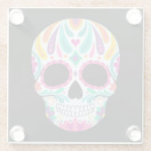 Fancy bloemige suikerschedel glazen onderzetter (Achterkant)