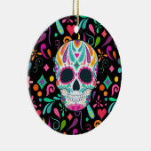 Fancy bloemige suikerschedel keramisch ornament (Rechts)