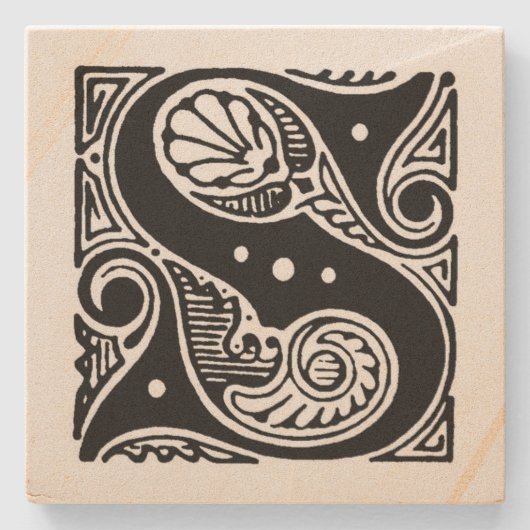 Fancy blokletter "S"-monogram Stenen Onderzetter (Voorkant)