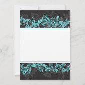 Fancy Blue Black Damask Bridal Shower-uitnodiging Kaart (Achterkant)