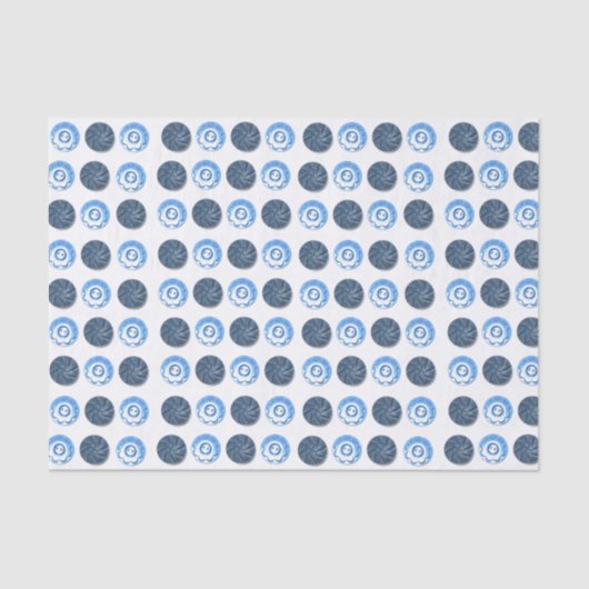 Fancy Blue Buttons White Tissuepapier (Voorkant)