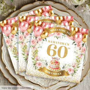 Fancy Boho 60e verjaardag servetten bloei esthetie