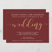 Fancy Bourgogne en uitnodiging tot gouden bruiloft (Voorkant / Achterkant)