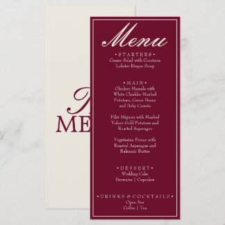 Fancy Bourgondië Bruine Oude Geld Retro Bruiloft Menu