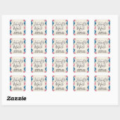 Fancy bruiloft met roze en blauwe Lijst Vierkante Sticker (Vel)