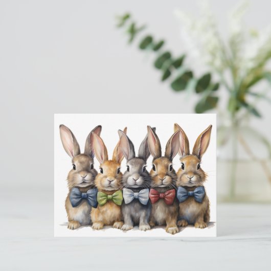 Fancy Bunny Dasje Waterverf Feestdagenkaart (Staand voorkant)