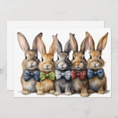 Fancy Bunny strik das waterverf Feestdagenkaart (Voorkant / Achterkant)