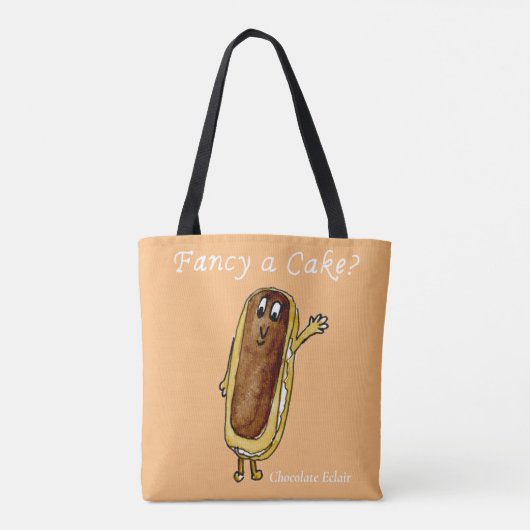 Fancy Cake Funny Chocolate Eclair Quirky Art Humor Draagtas (Achterkant)