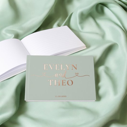 Fancy Calligraphy Heart Blush Sage Green
