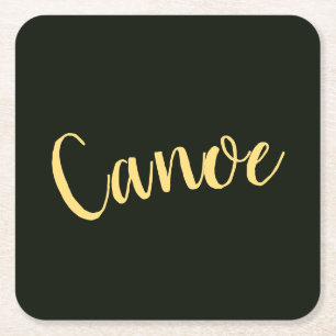 Fancy "Canoe" Script Diep bosgroene achtergrond Vierkante Kartonnen Onderzetter