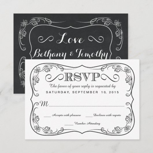 Fancy Chalkboard RSVP Wedding Reply (Voorkant / Achterkant)
