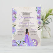 Fancy Charro Lavender Blue Quinceanera Invitation (Debout devant)