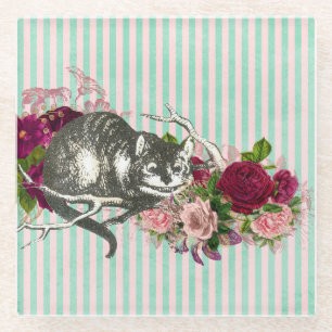 Fancy Cheshire Cat Collage Glazen Onderzetter