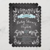 Fancy  Chic Boys Baby shower Uitnodiging (Voorkant / Achterkant)