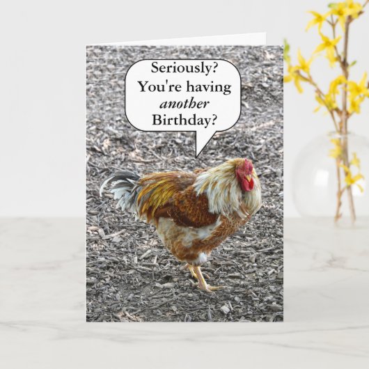 Fancy Chicken Happy Birthday Humor Kaart (Gele Bloem)