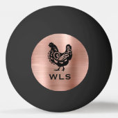Fancy Chicken Silhouette in Faux Copper n Black Pingpongballen (Voorkant)