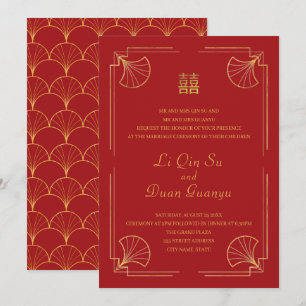Fancy Chinees huwelijk voor roodbruin en gouddubbe Kaart