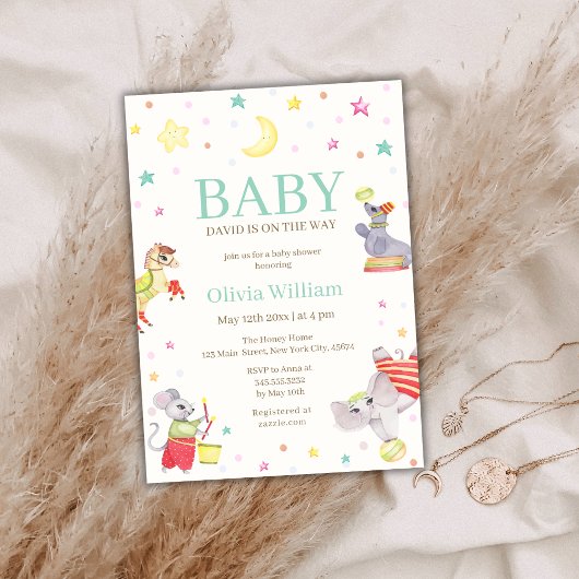 Fancy Circus Canival Animals Baby shower Kaart
