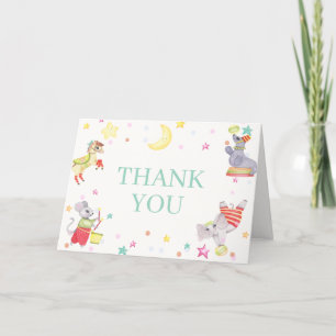 Fancy Circus Carnaval Animals Baby shower Bedankkaart