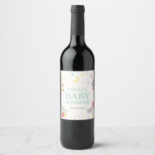 Fancy Circus Carnaval Animals Baby shower Wijn Etiket