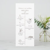 Fancy Classic Flowers tijdlijn bruiloft Programma (Staand voorkant)